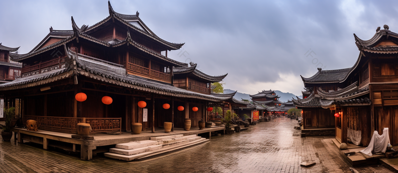 雨后的古城建筑旅游景区街道实拍摄影图,高清,摄影图,摄影图片,图片大全,摄影图免费下载